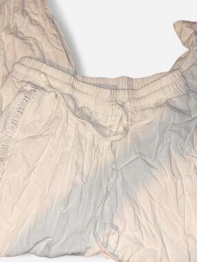 Women’s Lightweight White Drawstring pants with Lace Trim